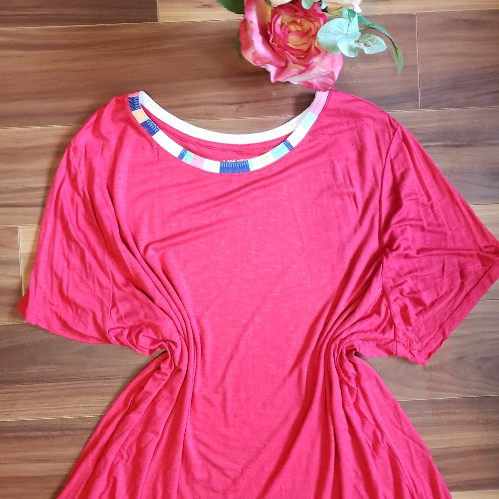 Lane Bryant multi-colored collar red top